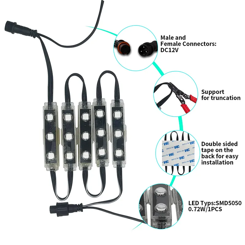Outdoor Waterproof IP68 Smart RGB 3Leds Module Light